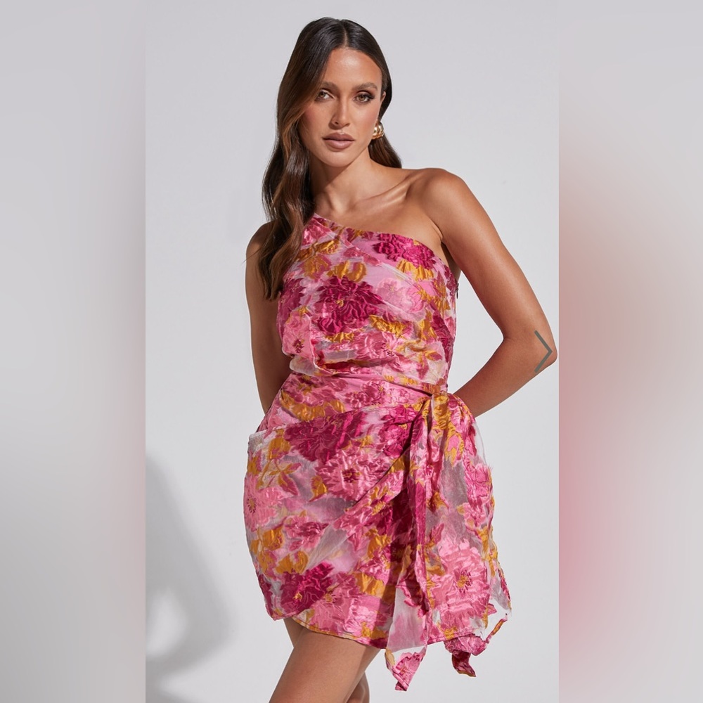 Brailey Mini Dress - One Shoulder Wrap Dress - Picture 2 of 8